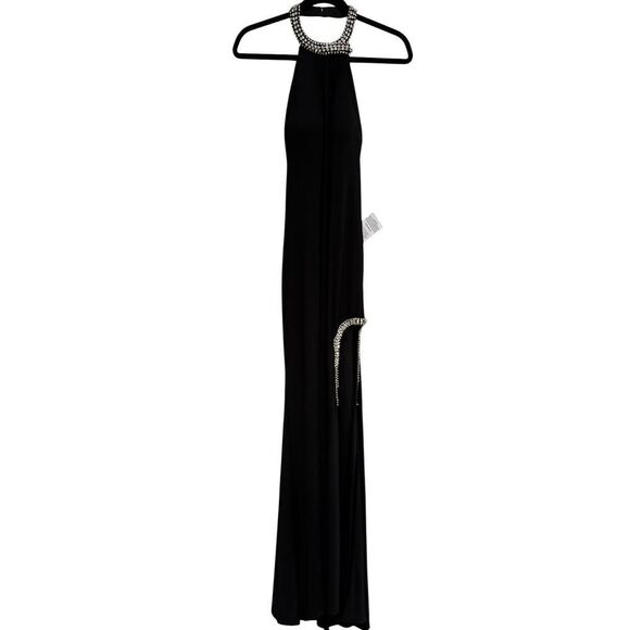Ieena for Mac Duggal Black Rhinestone Accented Halter Gown - Size 0 - NWT - Picture 5 of 6
